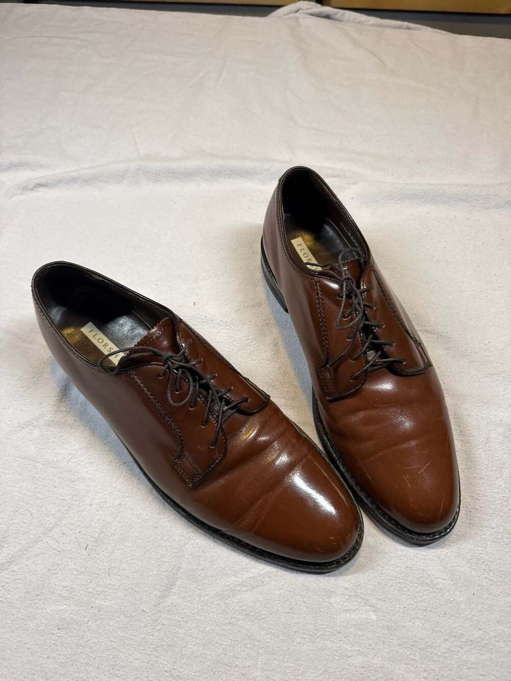 Florsheim Brown Leather Plain Toe Oxford Dress Shoes Men's Size 10
